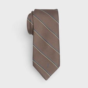Vintage Yves Saint Laurent Striped Silk Blend Tie in Taupe